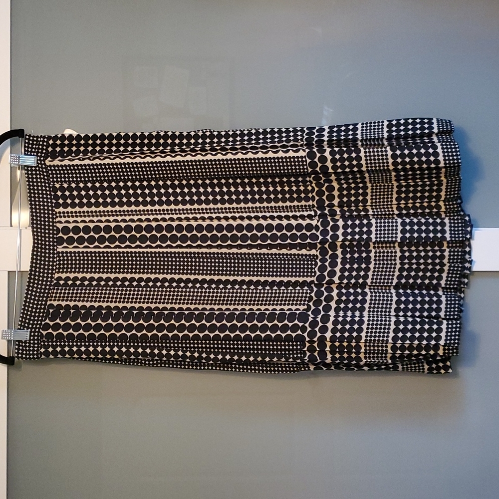 Who What Wear Blocked Dot Print Pleated Midi Skirt Side Zipper Lined Size 12